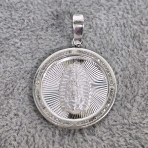 Medalla Virgen Guadalupe CZ Plata 925 Mex. Sterling Silver Pendant Charm Virgin
